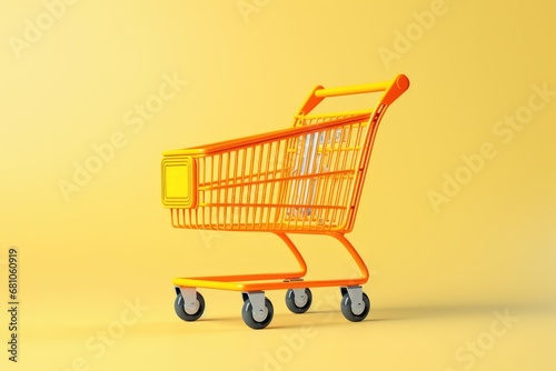 Shopping Basket, Shopping Cart, Shop Cart, Empty Trolley, Supermarket Cart with Copy Space