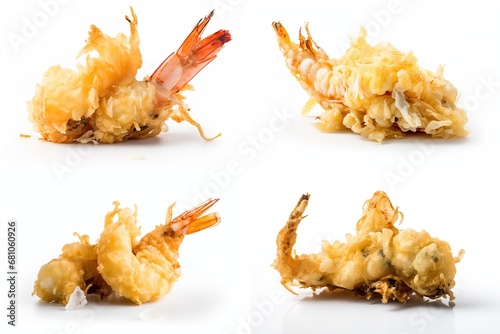 Shrimp Tempura, Crispy Seafood Meal, Deep Roasted Tempura Shrimps, Abstract Generative AI Illustration