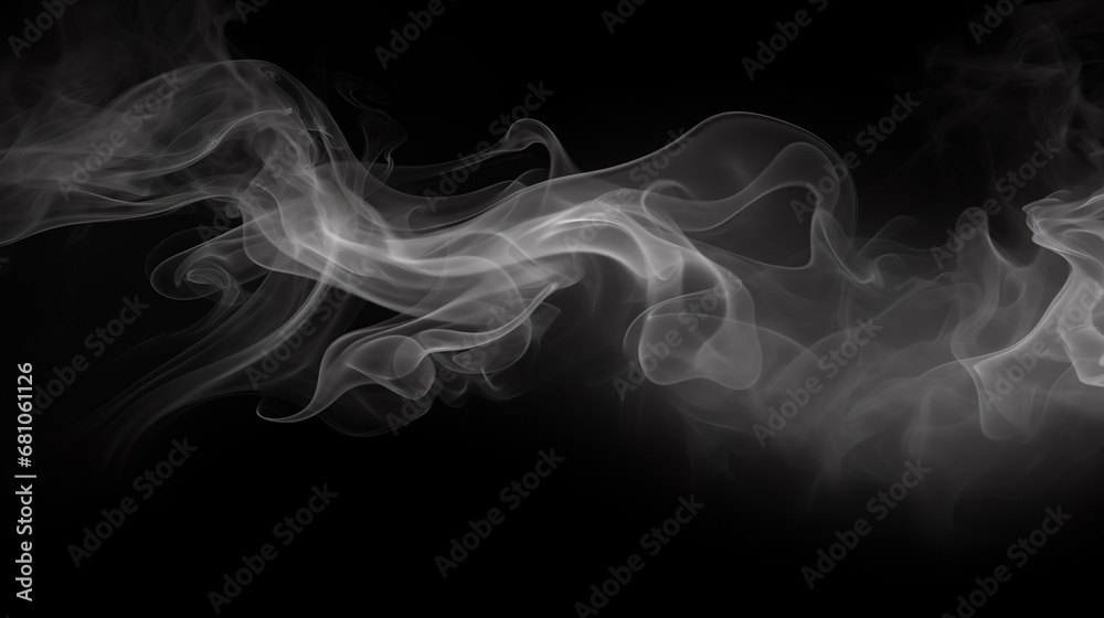 Fototapeta premium Abstract smoke misty fog on isolated black background. Texture overlays.