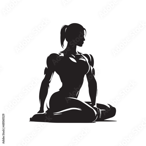Stunning Gym Girl Silhouette: Cardio Fitness Routine in a Vibrant Studio Setting, Movement and Energy Captured in Shadows and Highlights, Wellness Concept