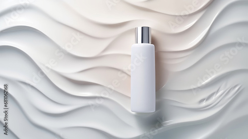 cosmetic makeup bottle lotion serum cream product with beauty fashion skincare healthcare mockup white water fresh background,  product with beauty fashion skincare healthcare mockup photo