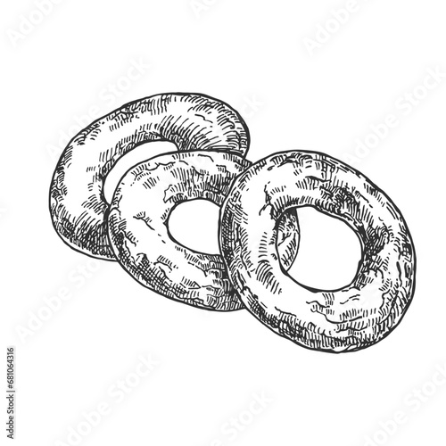 Hand drawn vector ciambelline illustration. Italian traditional sweet dessert. National pastry image