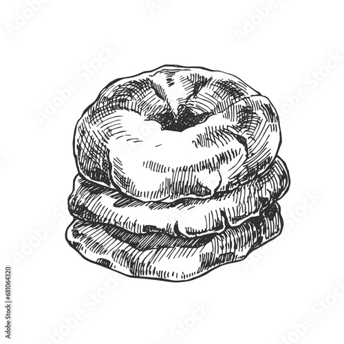 Hand drawn vector ciambelline illustration. Italian traditional sweet dessert. National pastry image