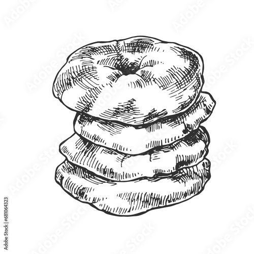 Hand drawn vector ciambelline illustration. Italian traditional sweet dessert. National pastry image