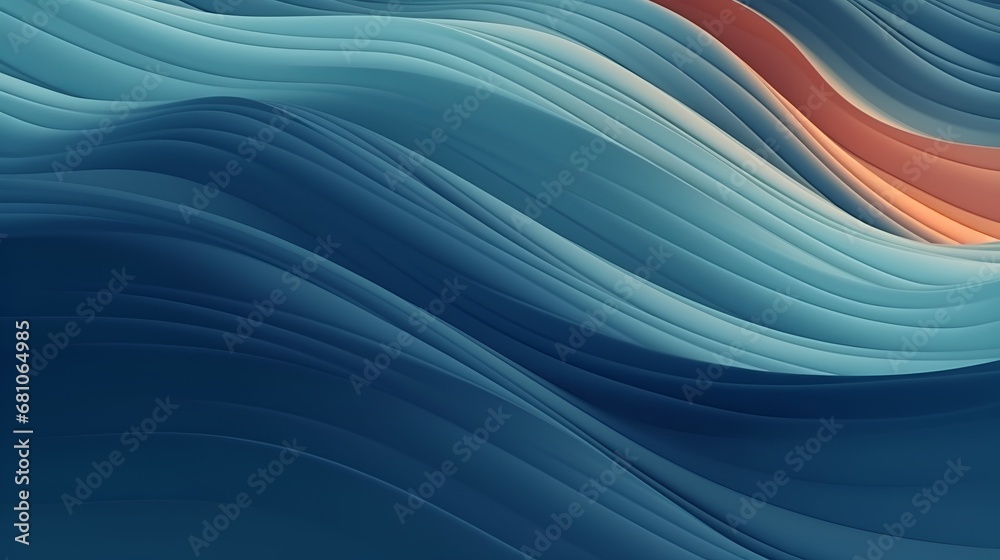 Beautiful blue and orange abstract wave background. Colorful waving folds.