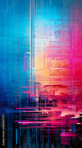 Abstract multicolor digital glitch background. Colorful pixel noise pattern. Futuristic technology background.