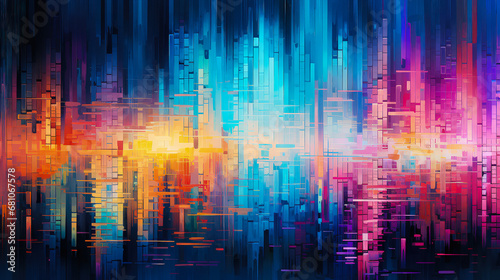Abstract multicolor digital glitch background. Colorful pixel noise pattern. Futuristic technology background.