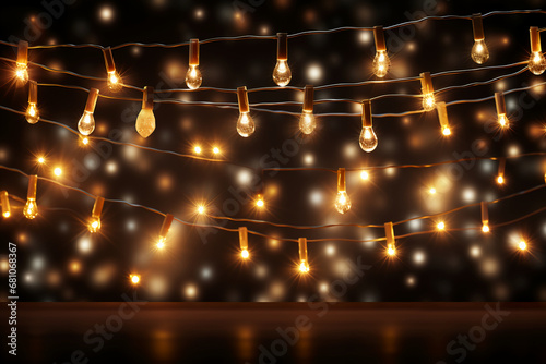 Vector realistic isolated Christmas fairy lights for template decoration and layout covering on the transparent background. AI generative