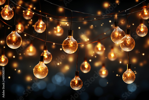 Vector realistic isolated Christmas fairy lights for template decoration and layout covering on the transparent background. AI generative