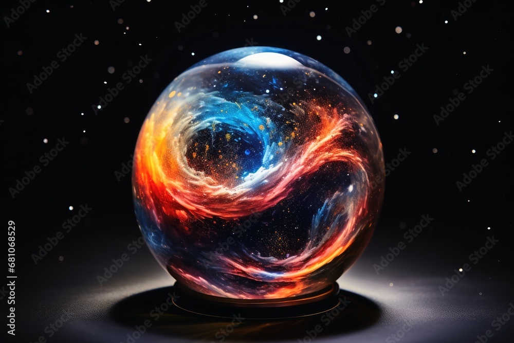 A galaxy in a glass sphere. A galaxy in a glass sphere.