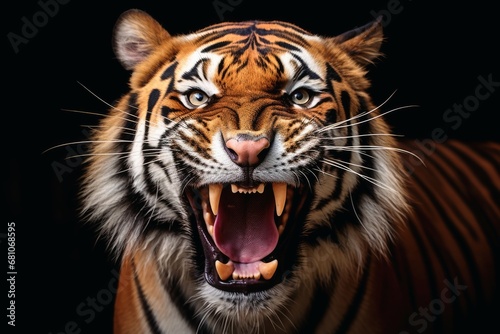 A roaring tiger portrait. © Michael