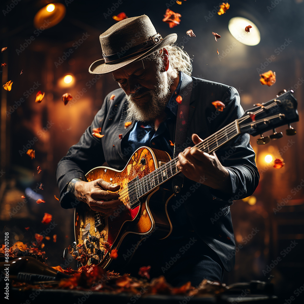 Obraz premium Rock musician with guitar
