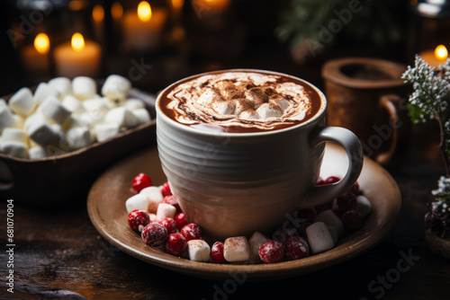 Christmas hot chocolate with marshmallows