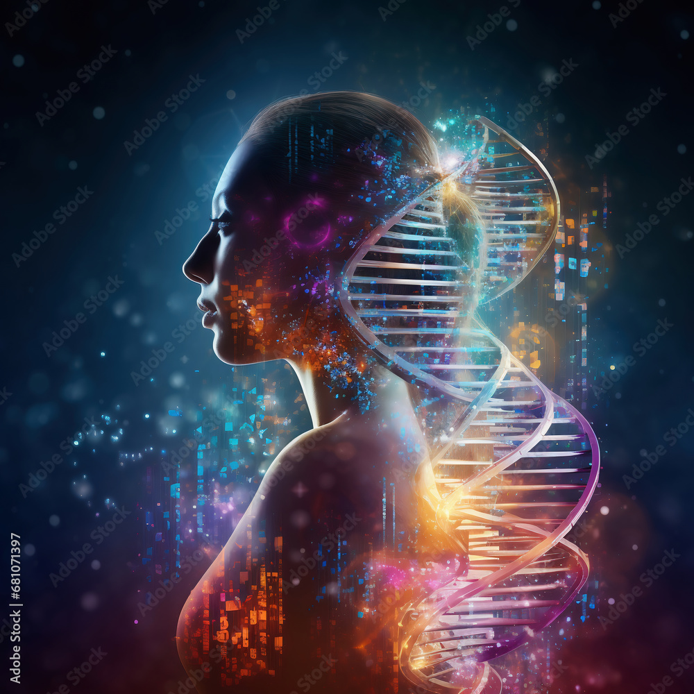 3d illustration of blue DNA helix over blue background with bokeh 3d illustration of blue DNA helix over blue background with bokeh