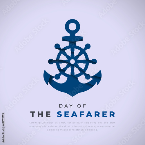 Day of the Seafarer Paper cut style Vector Design Illustration for Background, Poster, Banner, Advertising, Greeting Card