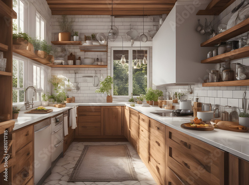 Modern interior of the kitchen © gmstockstudio