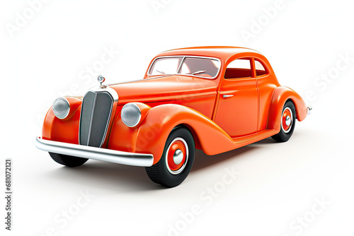 3D object of a retro car on white background