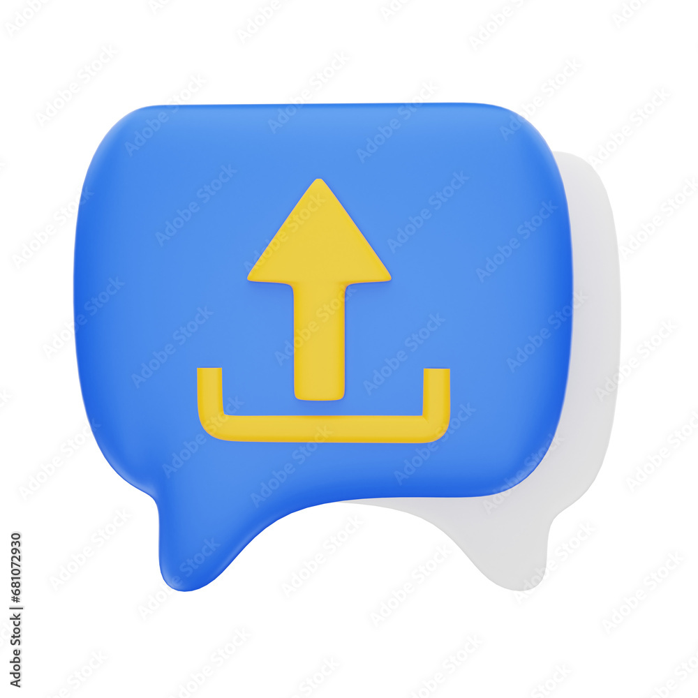 3d rendering Chat Upload icon object 3d rendering Chat Upload icon object