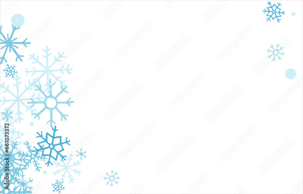 Square winter snow frame with blue snowflakes on a white background. Festive Christmas banner, New Year card. Symbols of frosty winter. Vector illustration. Square winter snow frame with blue snowflakes on a white background. Festive Christmas banner, New Year card. Symbols of frosty winter. Vector illustration.