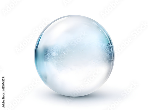 Isolated ice ball on white background with clipping path  a glossy geometric sphere for food and drink 