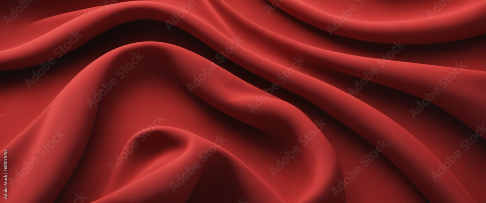 Abstract background of red crumpled fabric. Cloth with folds. Colorful illustration. Generative AI Abstract background of red crumpled fabric. Cloth with folds. Colorful illustration. Generative AI