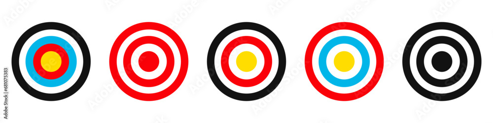 Target icons set. Goal symbol collection. Simple target with arrow. Darts icon. Target icons set. Goal symbol collection. Simple target with arrow. Darts icon.