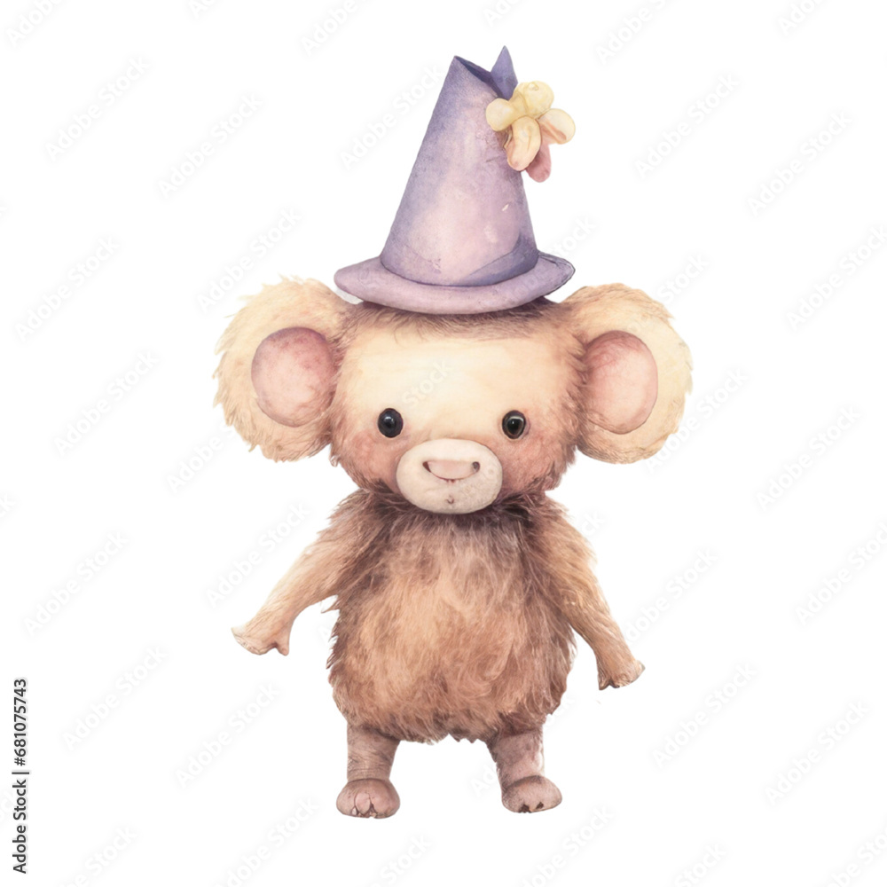 Fototapeta premium Clipart mouse balloon in circus watercolor illustration cartoon