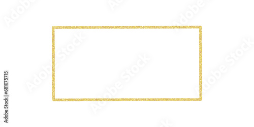 金色のラメでデコレーションしたシンプルなフレーム - キラキラのかわい背景素材 - 長方形
