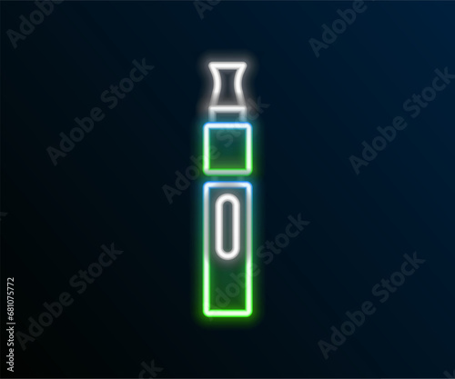 Glowing neon line Electronic cigarette icon isolated on black background. Vape smoking tool. Vaporizer Device. Colorful outline concept. Vector