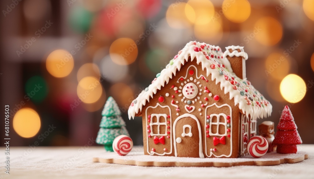 Handcrafted Gingerbread House with Festive Christmas Decorations