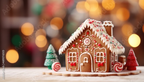 Handcrafted Gingerbread House with Festive Christmas Decorations