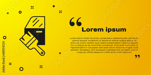 Black Car painting icon isolated on yellow background. Car body repair process. Vector