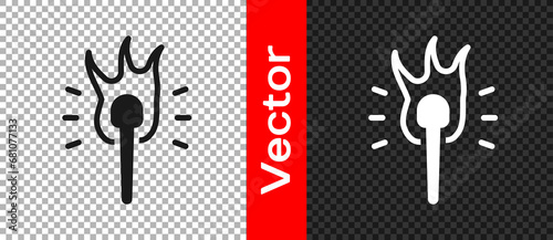Black Torch flame icon isolated on transparent background. Symbol fire hot, flame power, flaming and heat. Vector