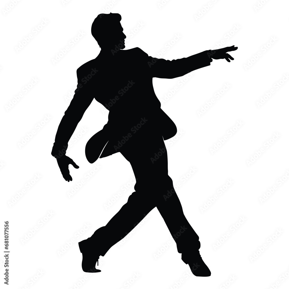 Dancing Grace Man Silhouette on White