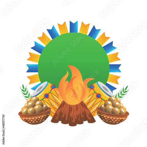 Lohri indian festival cartoon frame