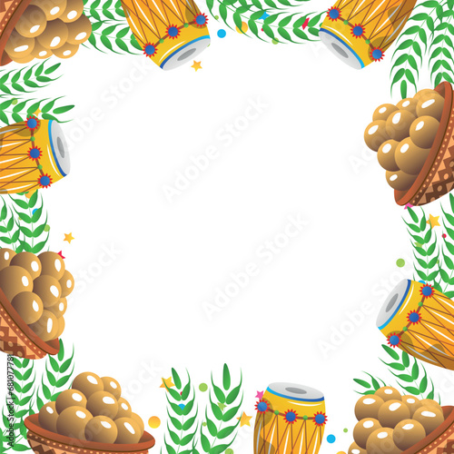 Lohri indian festival cartoon frame