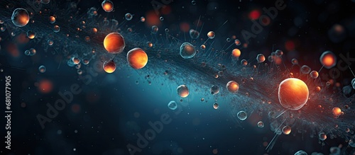 Scientific backdrop with microscopic elements and abstract dark substance Copy space image Place for adding text or design photo
