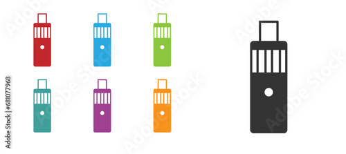 Black Vape mod device icon isolated on white background. Vape smoking tool. Vaporizer Device. Set icons colorful. Vector