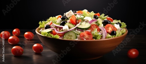 Salad made with Greek ingredients Copy space image Place for adding text or design