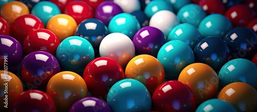 Searching for colorful 3D balls in a crowd Copy space image Place for adding text or design