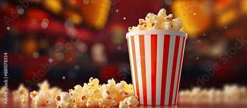 Popcorn drink movie tickets for a 3D show Copy space image Place for adding text or design