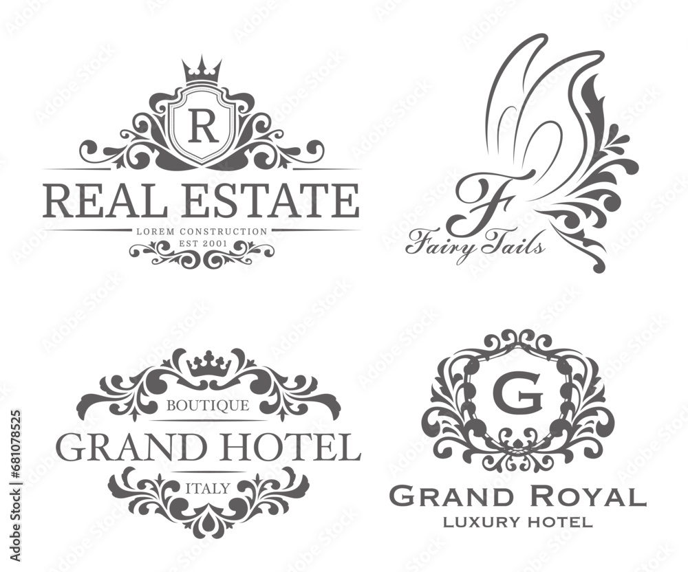 Vintage Royal Heraldic Monogram and Frame Logo Decorative Design