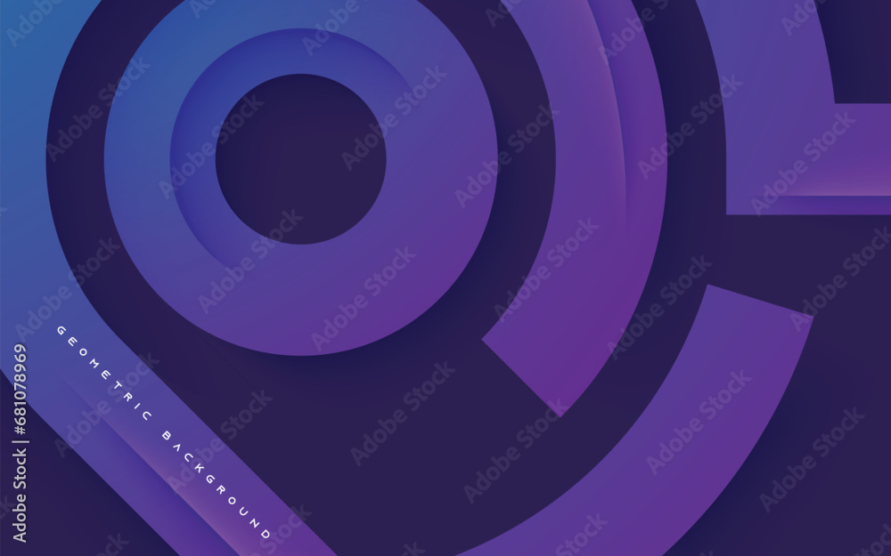Blue and purple gradient abstract geometric background. Dynamic shape with shadow.