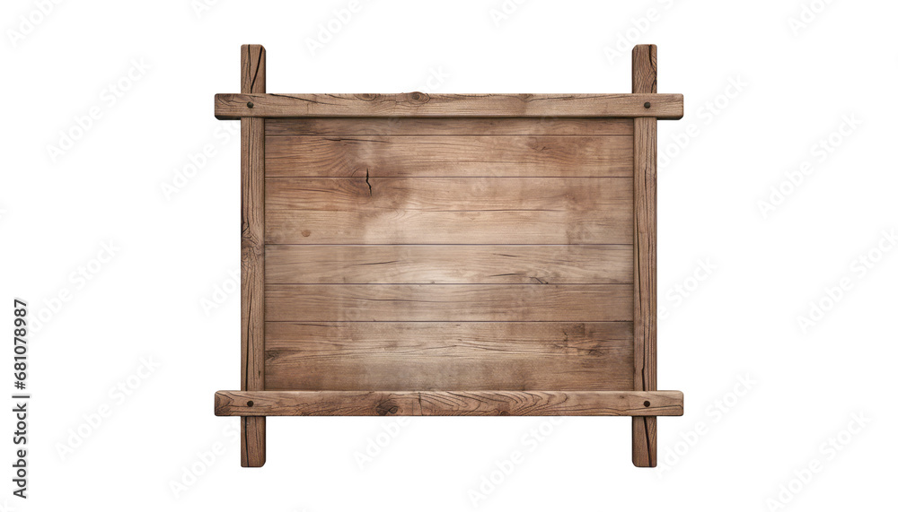 brown old wooden board isolated on transparent background cutout