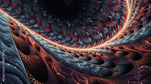A close-up view of fractal patterns that seem to stretch infinitely into the distance. photo