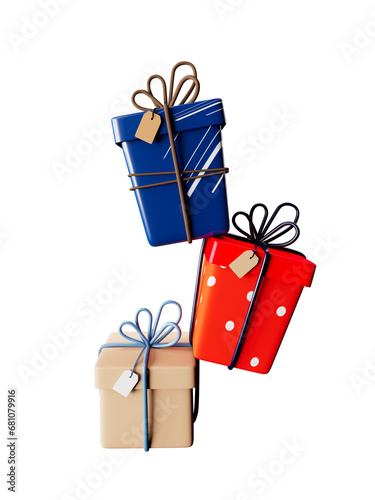  3d gift box with bow.3d illustration.