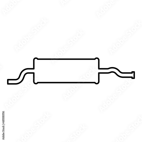 Exhaust pipe car muffler silencer contour outline line icon black color vector illustration image thin flat style