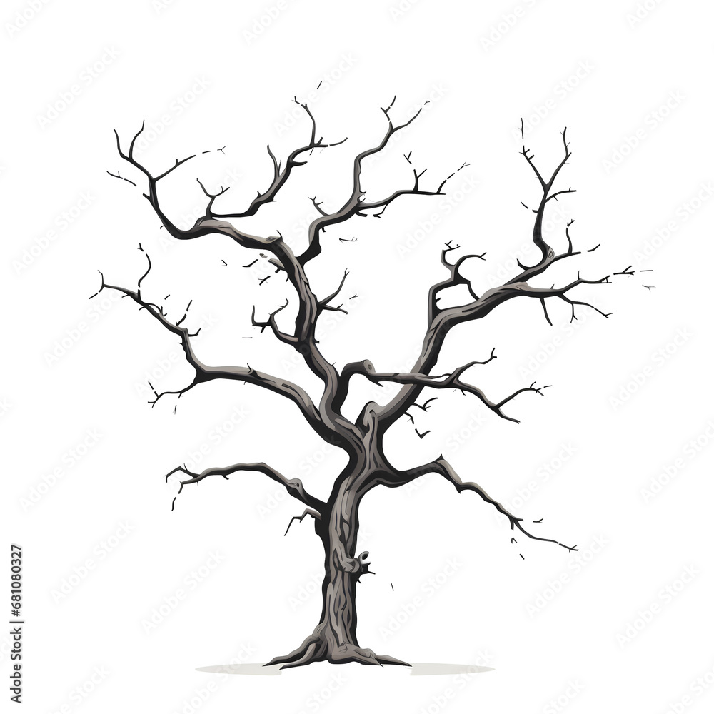 Dead tree standing on PNG transparent background for horror movies and Halloween festivals. - obrazy, fototapety, plakaty 