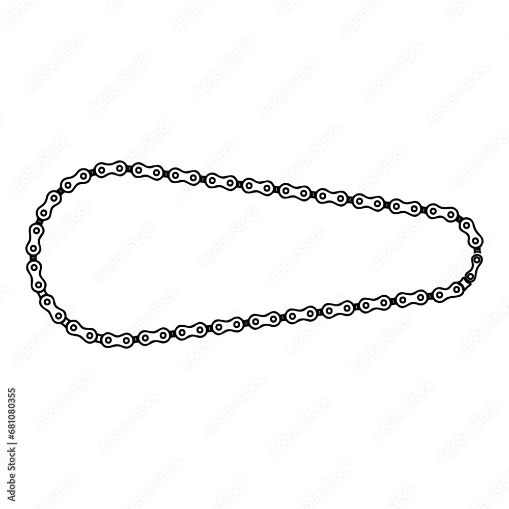 Chain bicycle bike motorcycle element contour outline line icon black color vector illustration image thin flat style Chain bicycle bike motorcycle element contour outline line icon black color vector illustration image thin flat style