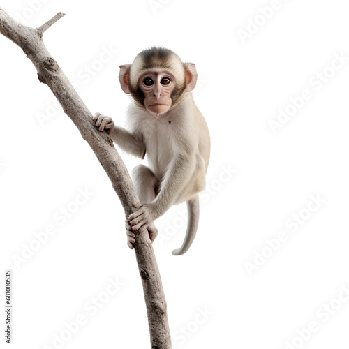 white tailed macaque sitting on a branch photo
